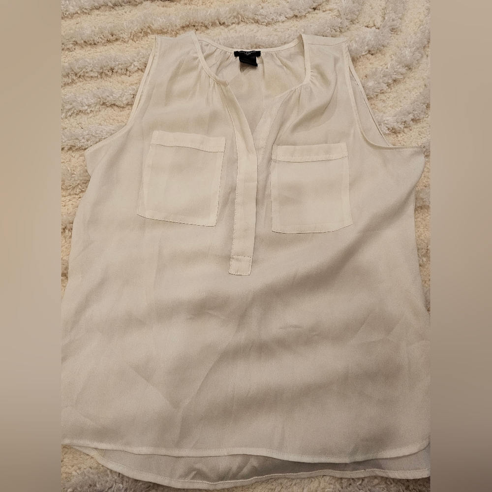 Ann Taylor Cream Sleeveless Blouse